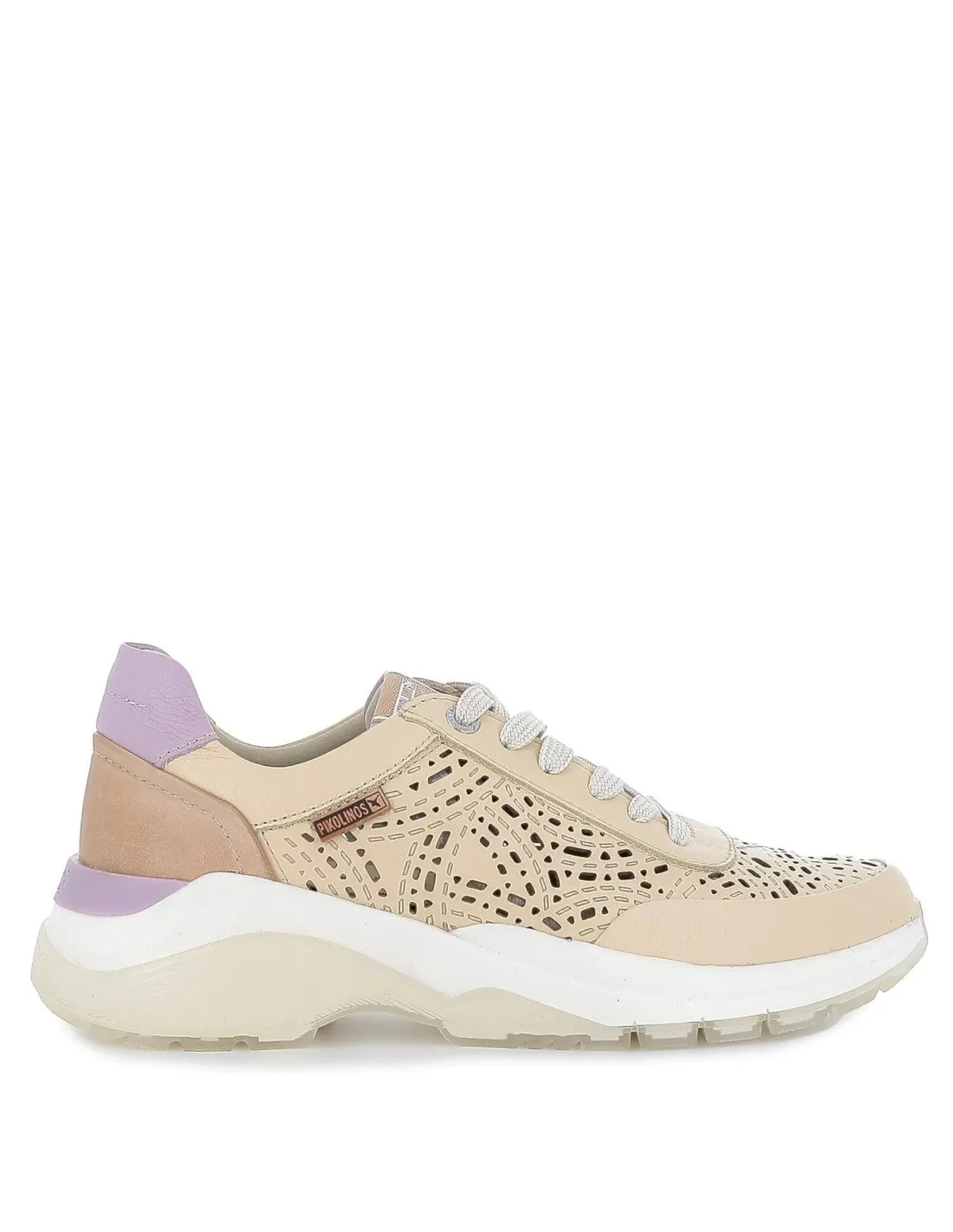 Deportiva casual piel beige plantilla acolchada mujer Pikolinos