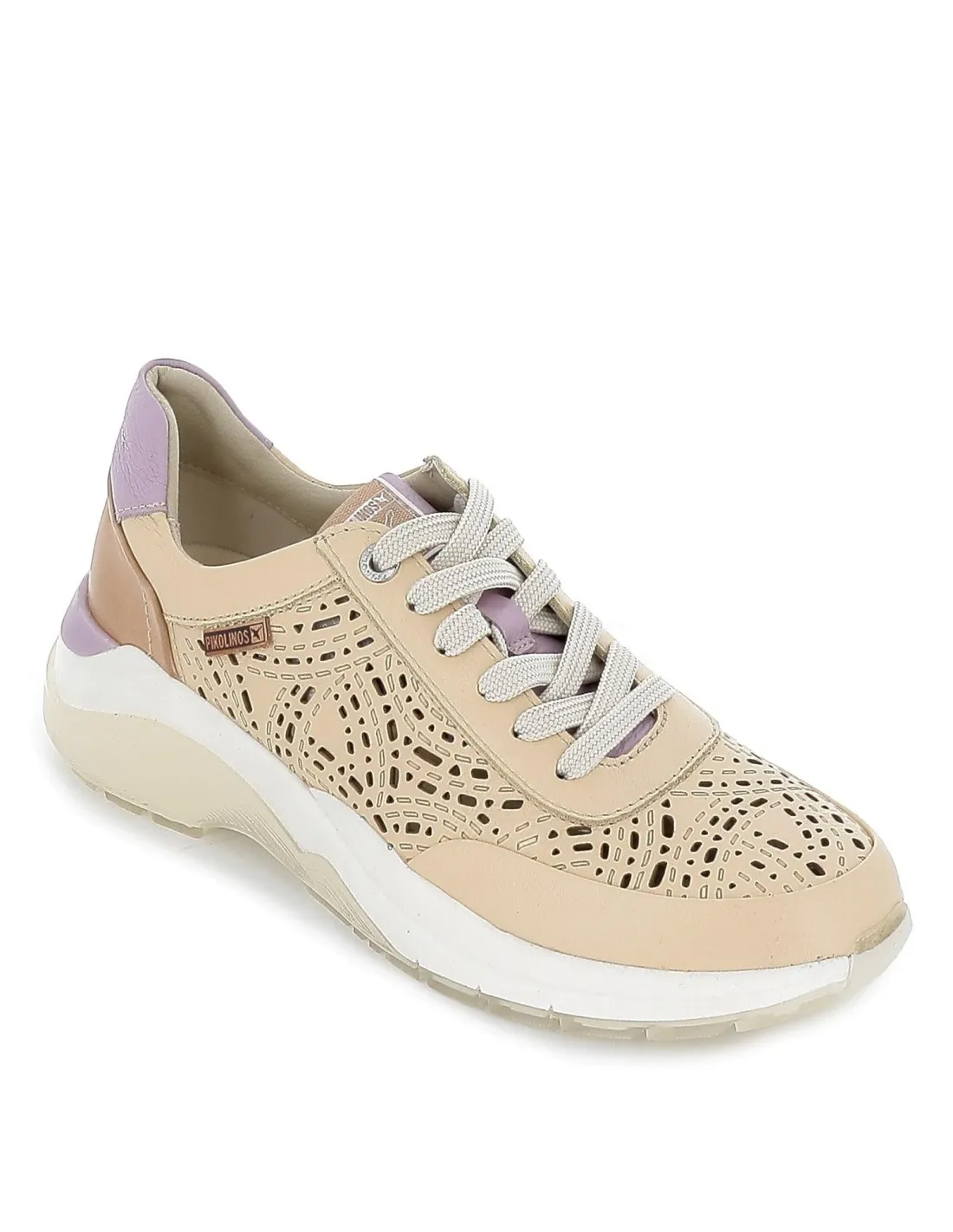 Deportiva casual piel beige plantilla acolchada mujer Pikolinos