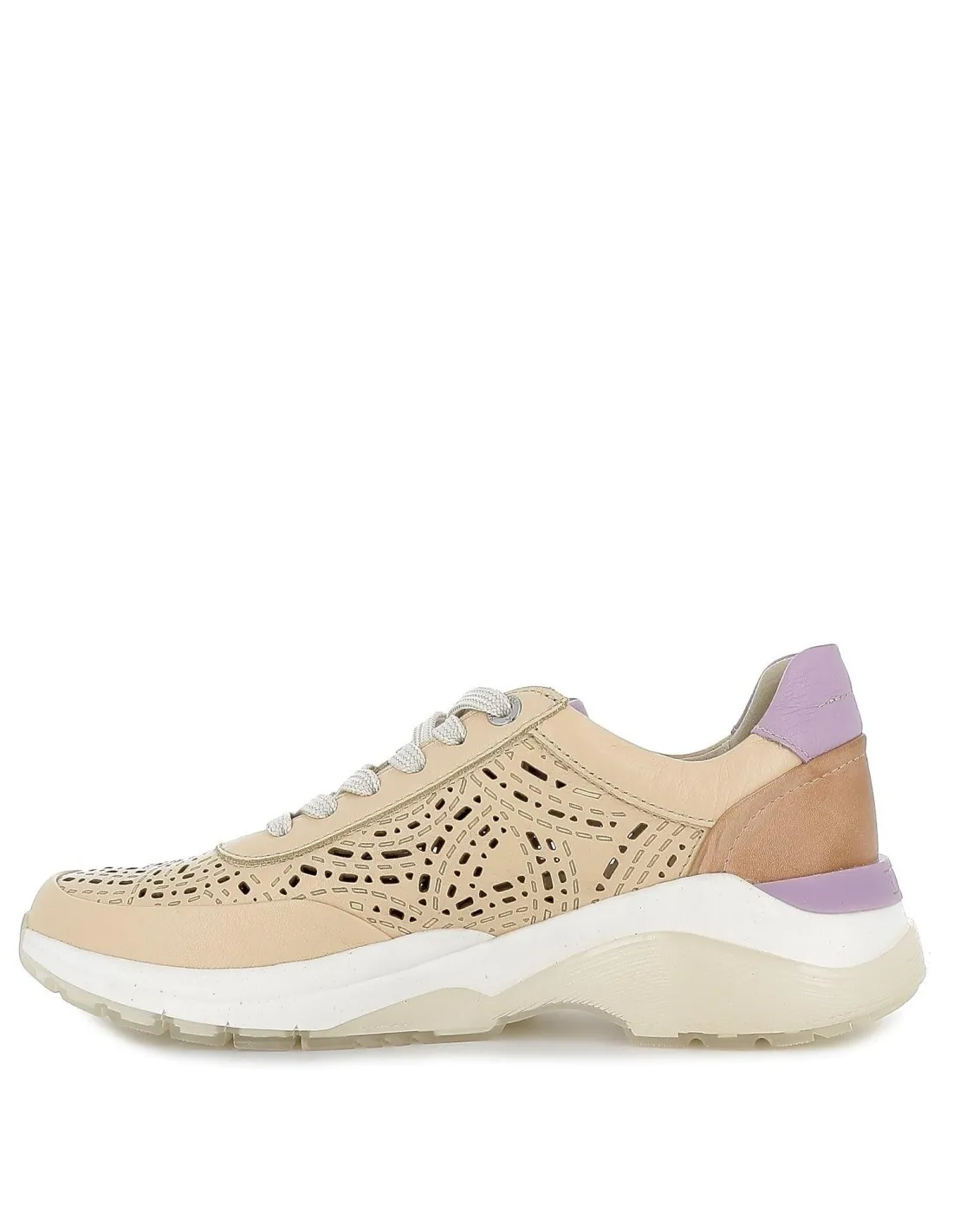 Deportiva casual piel beige plantilla acolchada mujer Pikolinos