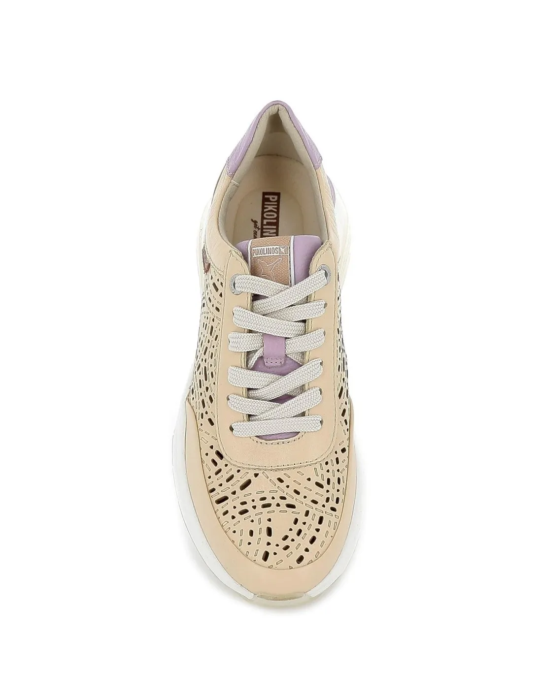 Deportiva casual piel beige plantilla acolchada mujer Pikolinos