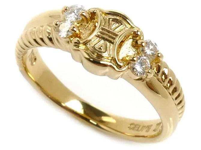 Diamond Céline Anillo Macadam de oro amarillo de 18K con diamante Celine Dorado 