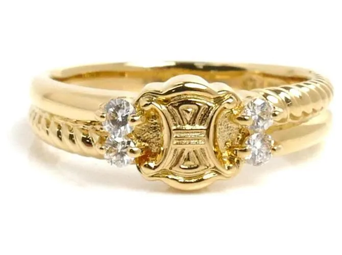 Diamond Céline Anillo Macadam de oro amarillo de 18K con diamante Celine Dorado 