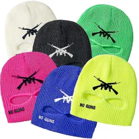 Embroidery Letter Cycling Ski Mask Hat Outdoor Sport 2 Hole Cap Windproof Knit Hat