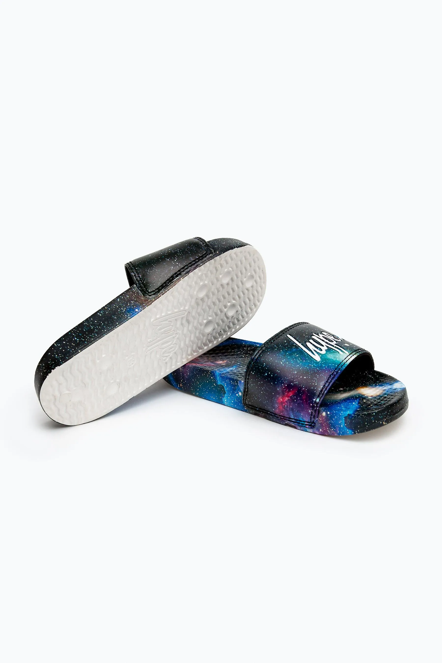 Hype kids unisex black odyssey script sliders