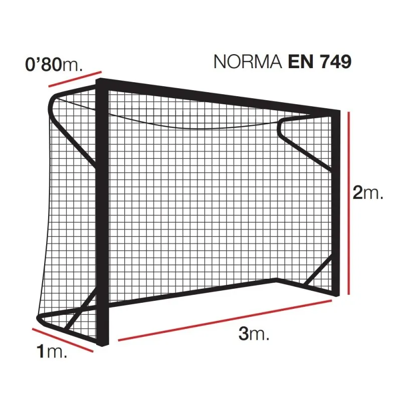 Juego de Redes Leon de Oro Balonmano/Futbol Sala 3mm PP Oro Blanco EN749