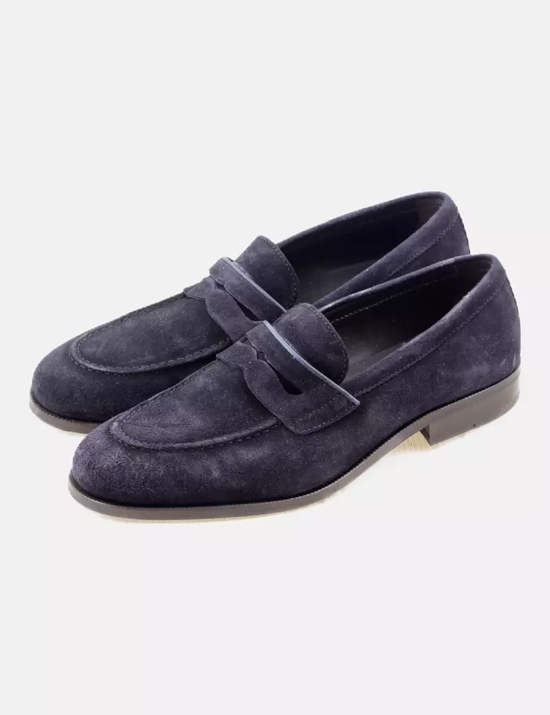 Massimo Dutti Mocasín azul marino liso