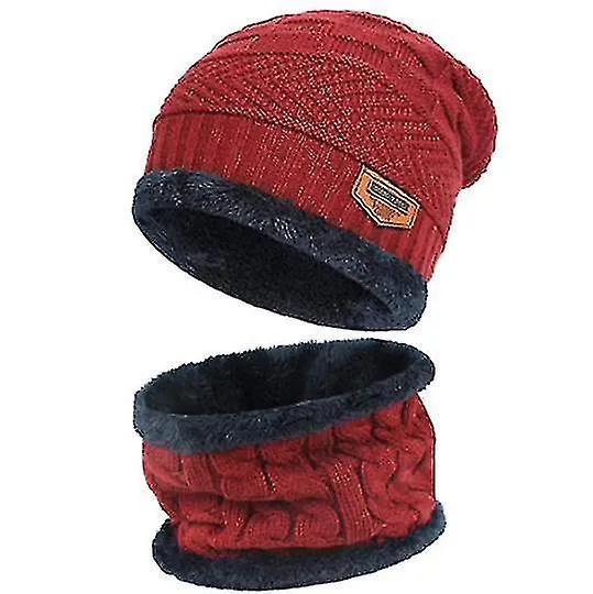 Men Women Winter Warm Knit Beanie Hat Scarf Set For Outdoor Windproof