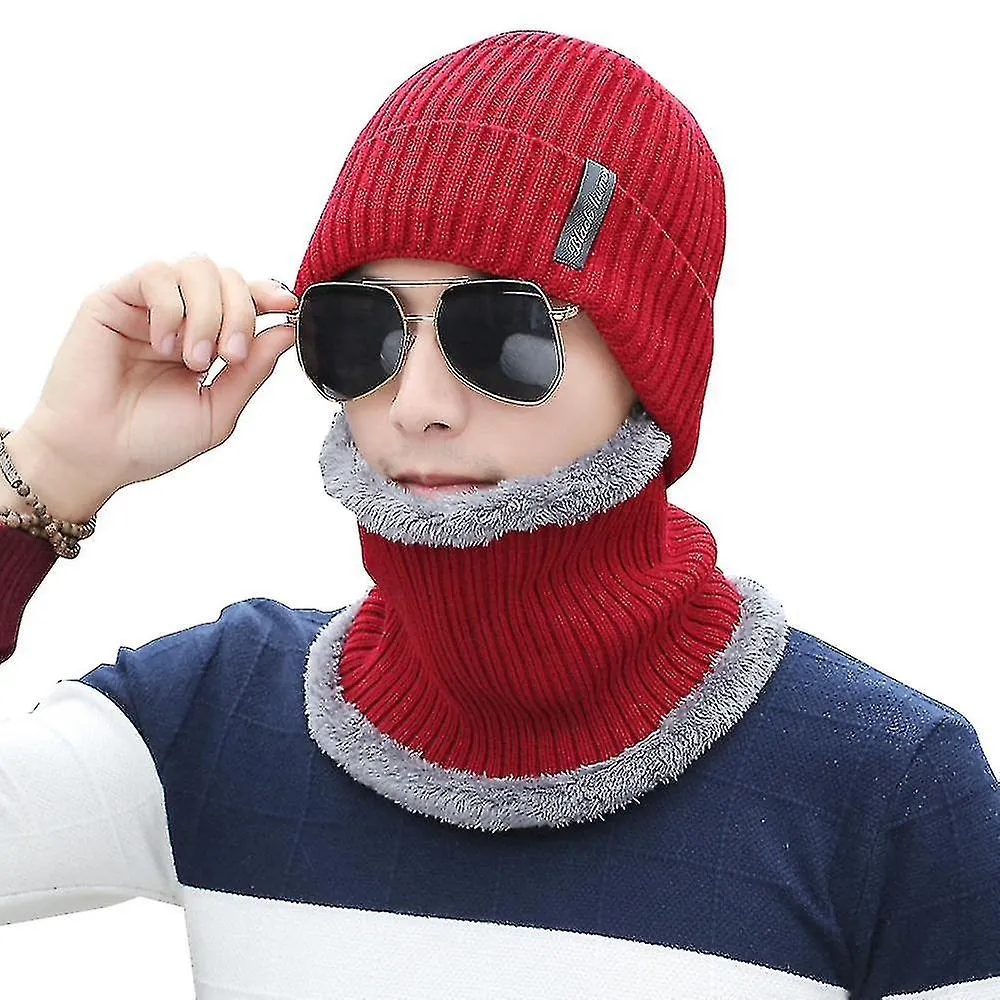 Mens Beanie Hat Winter Warm Knitted Hats Thick Knit Hiking Outdoor Caps Gifts