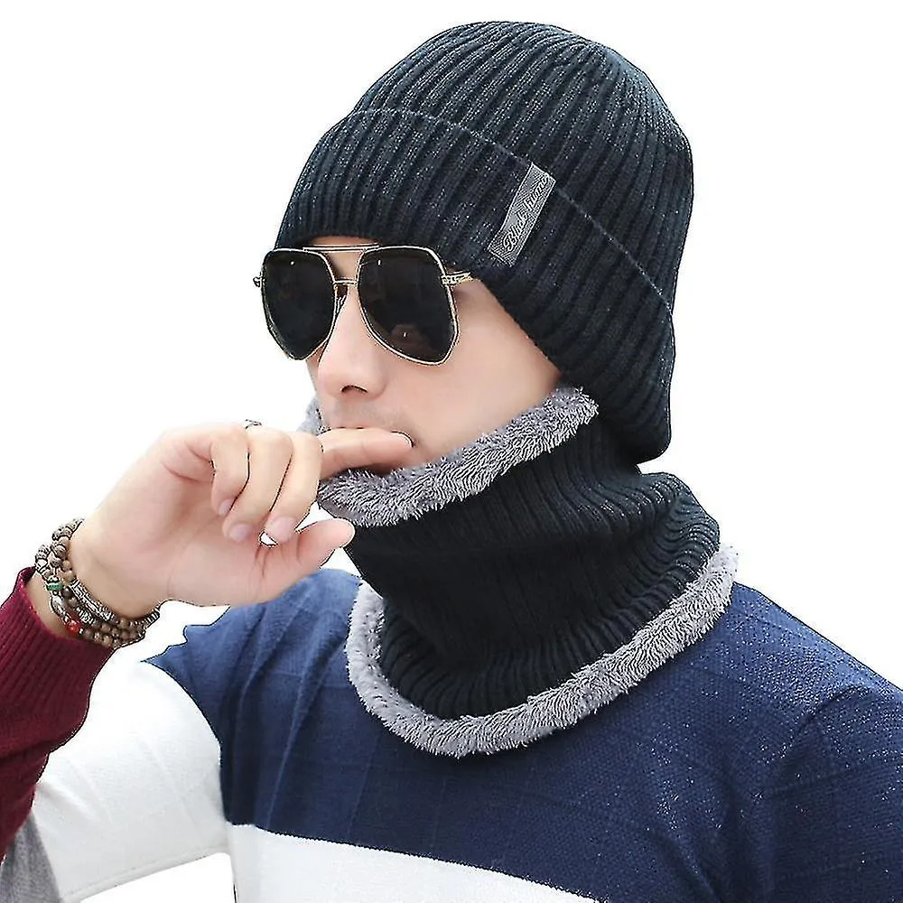 Mens Beanie Hat Winter Warm Knitted Hats Thick Knit Hiking Outdoor Caps Gifts