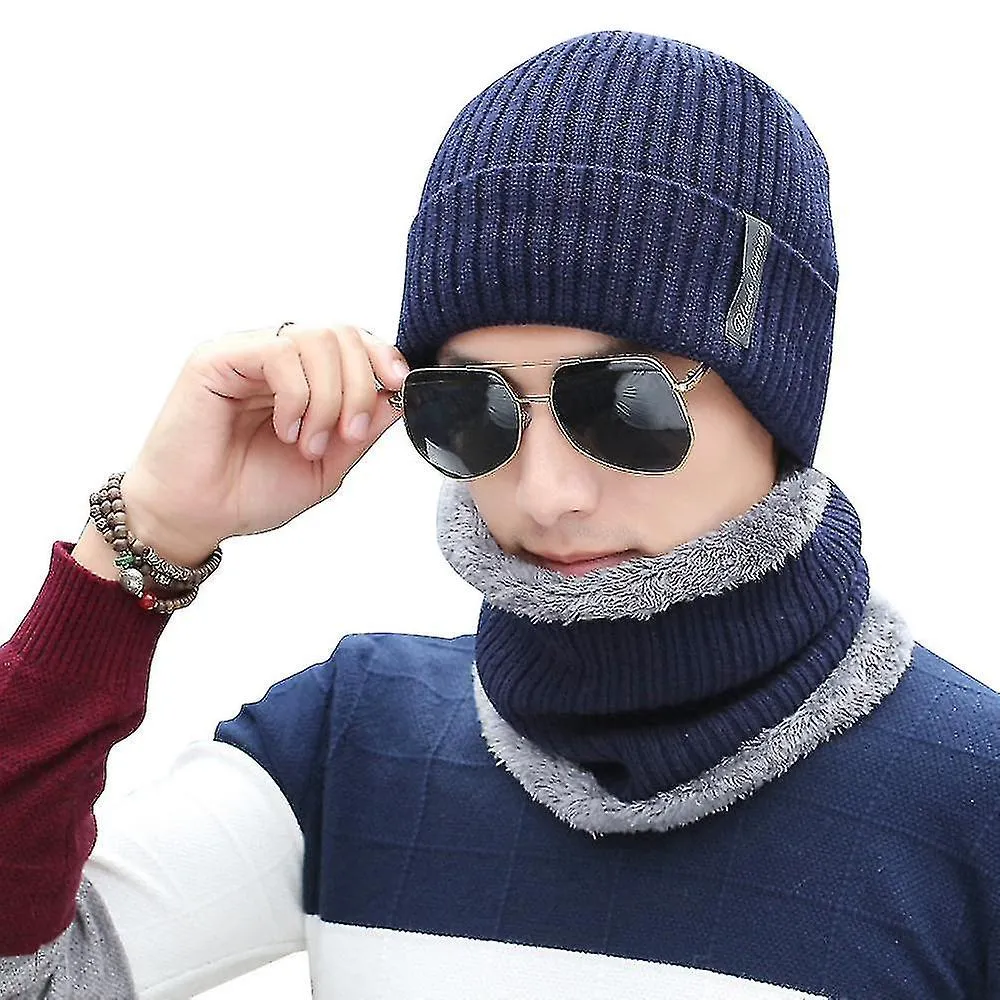 Mens Beanie Hat Winter Warm Knitted Hats Thick Knit Hiking Outdoor Caps Gifts