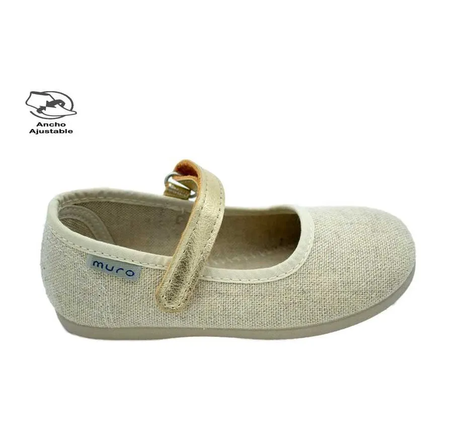 MERCEDITAS MURO 184 VELCRO PLAYERA NIÑA ZAPATILLA SALÓN MYTHOS BRILLOS ORO 26517