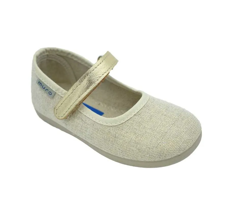 MERCEDITAS MURO 184 VELCRO PLAYERA NIÑA ZAPATILLA SALÓN MYTHOS BRILLOS ORO 26517