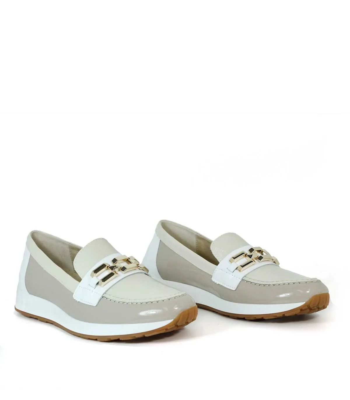 MOCASINES PLANOS DE CHAROL 5675 BEIGE-PIEDRA