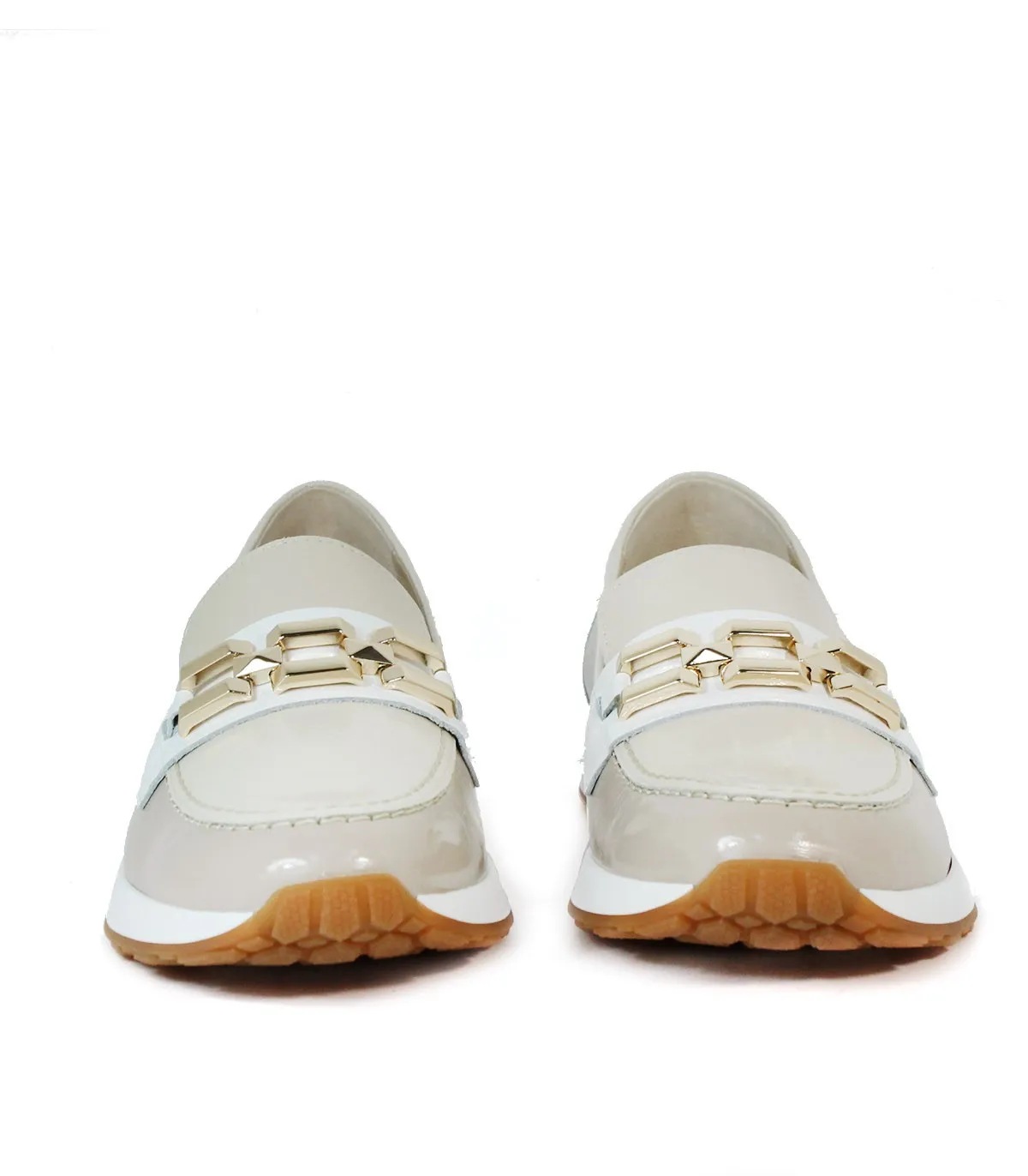 MOCASINES PLANOS DE CHAROL 5675 BEIGE-PIEDRA