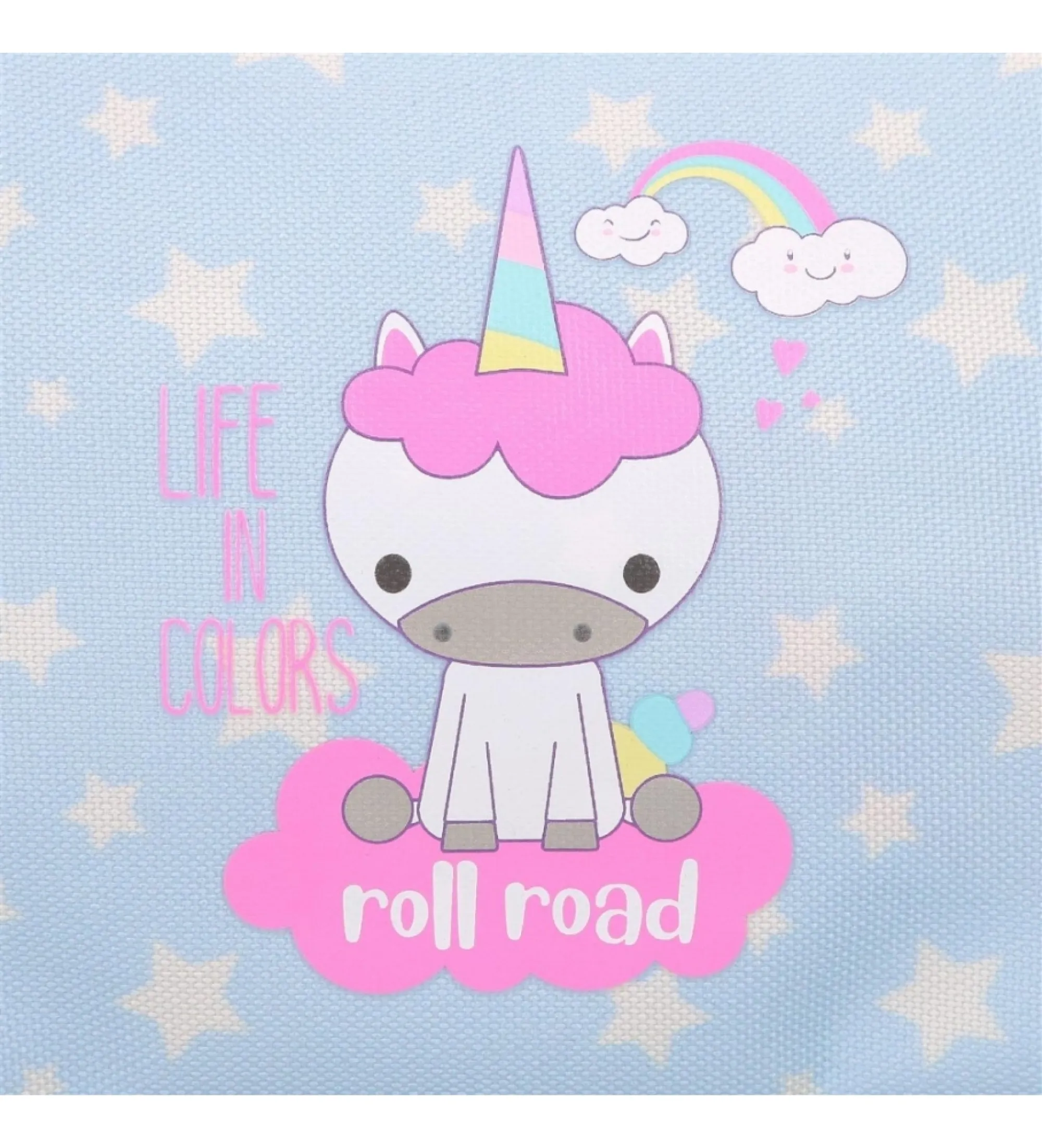 Mochila Roll Road I am a unicorn 38 cm con carro azul