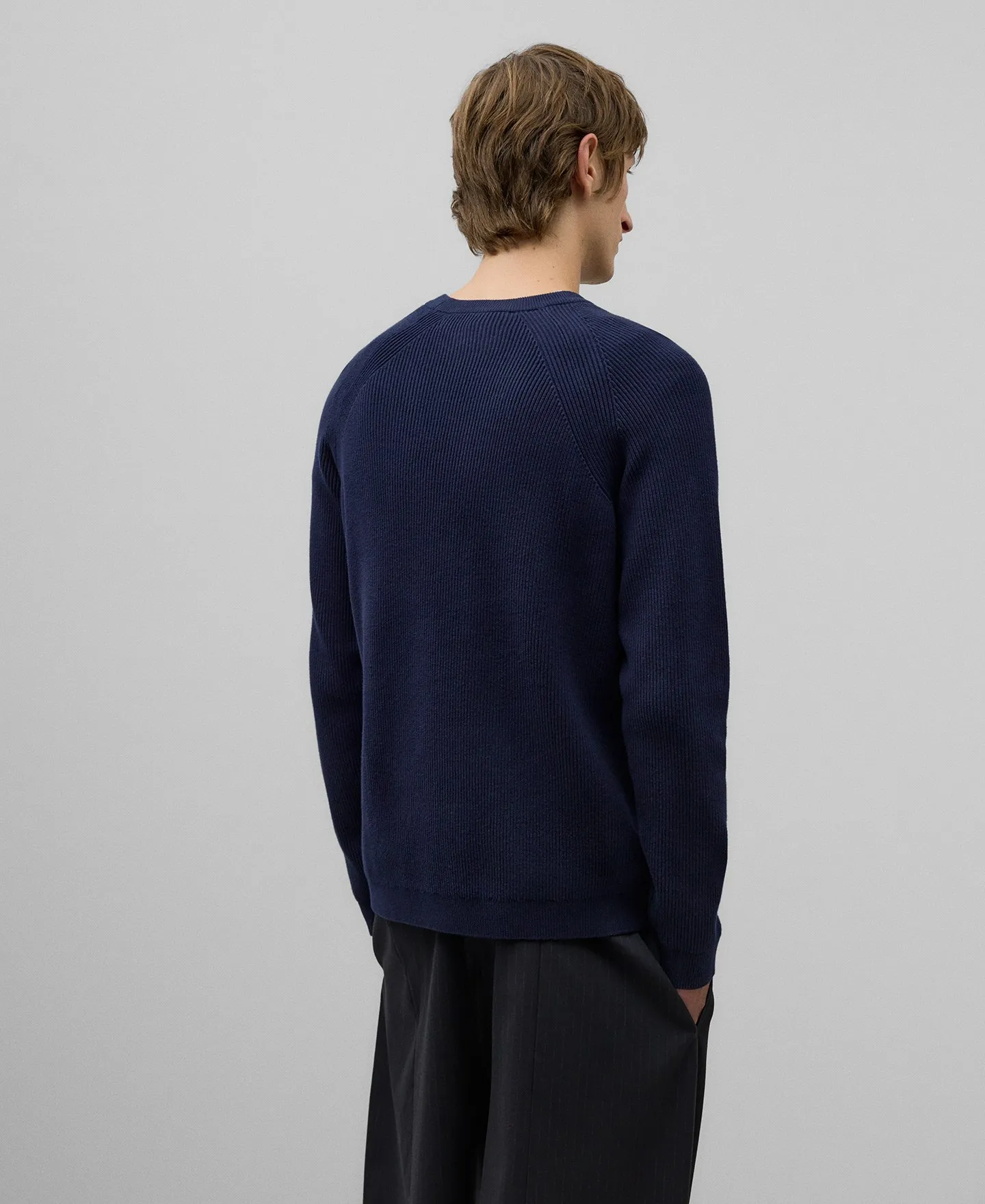 Navy blue cotton sweater man