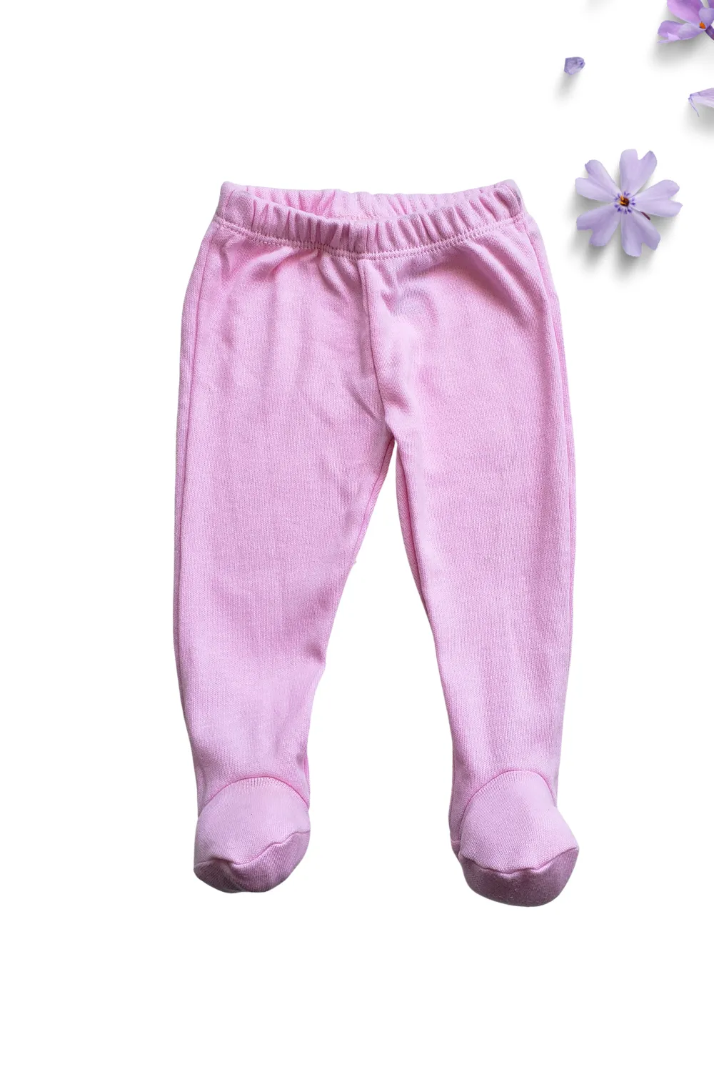 Pantalon bebé de Algodón con pies. Rosa baby