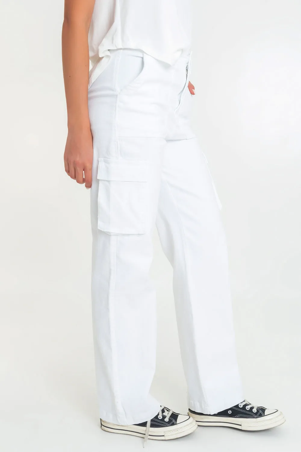 Pantalón cargo wide leg fit de cintura alta