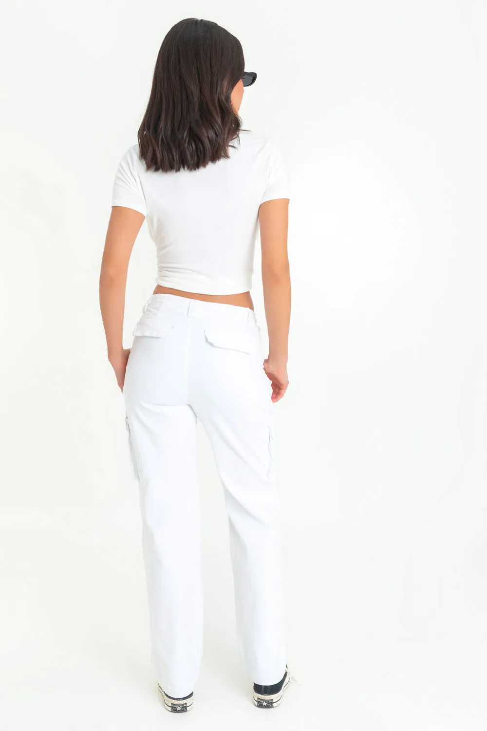 Pantalón cargo wide leg fit de cintura alta