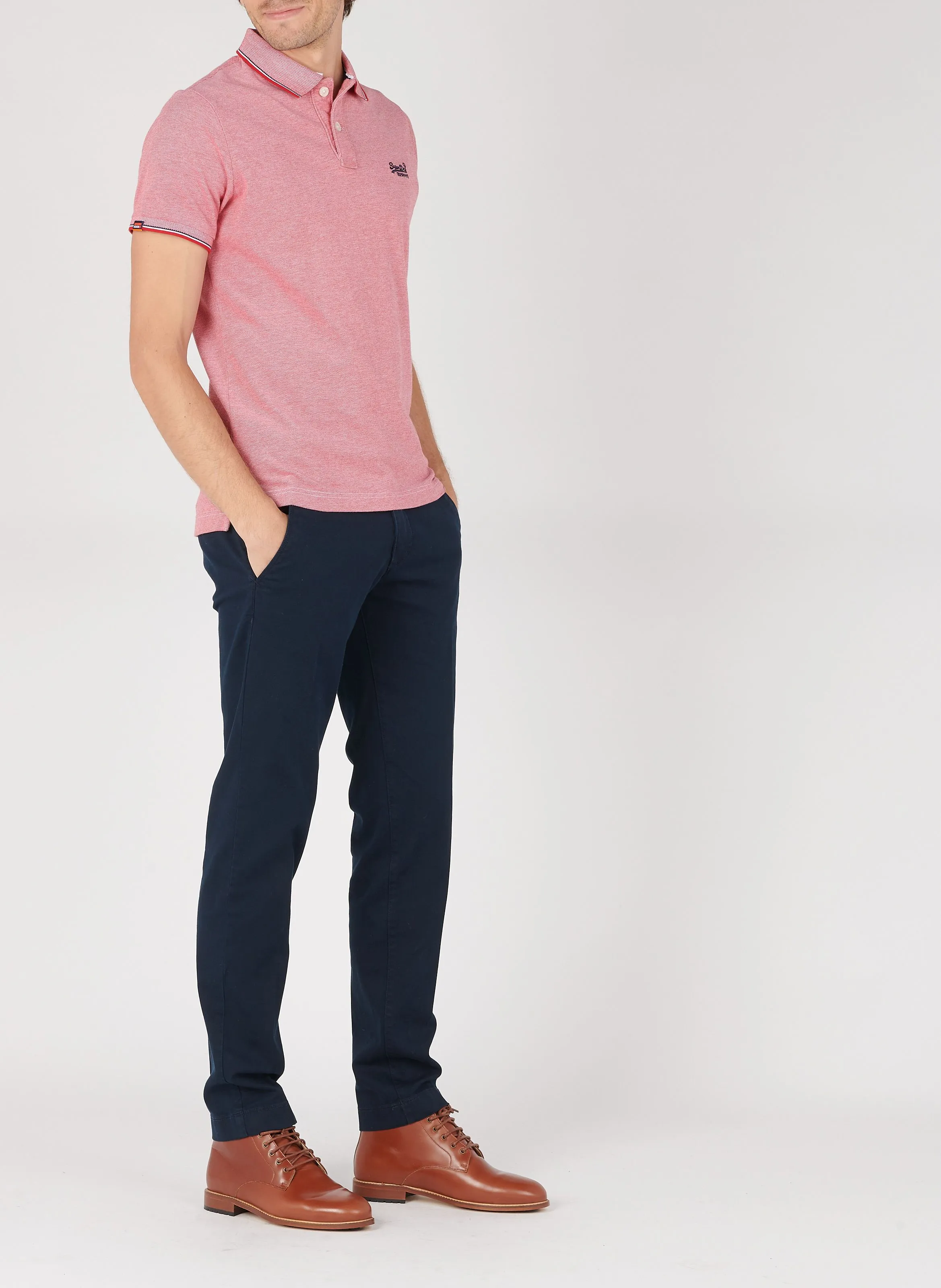 Pantalón chino slim fit de mezcla de algodón en azul