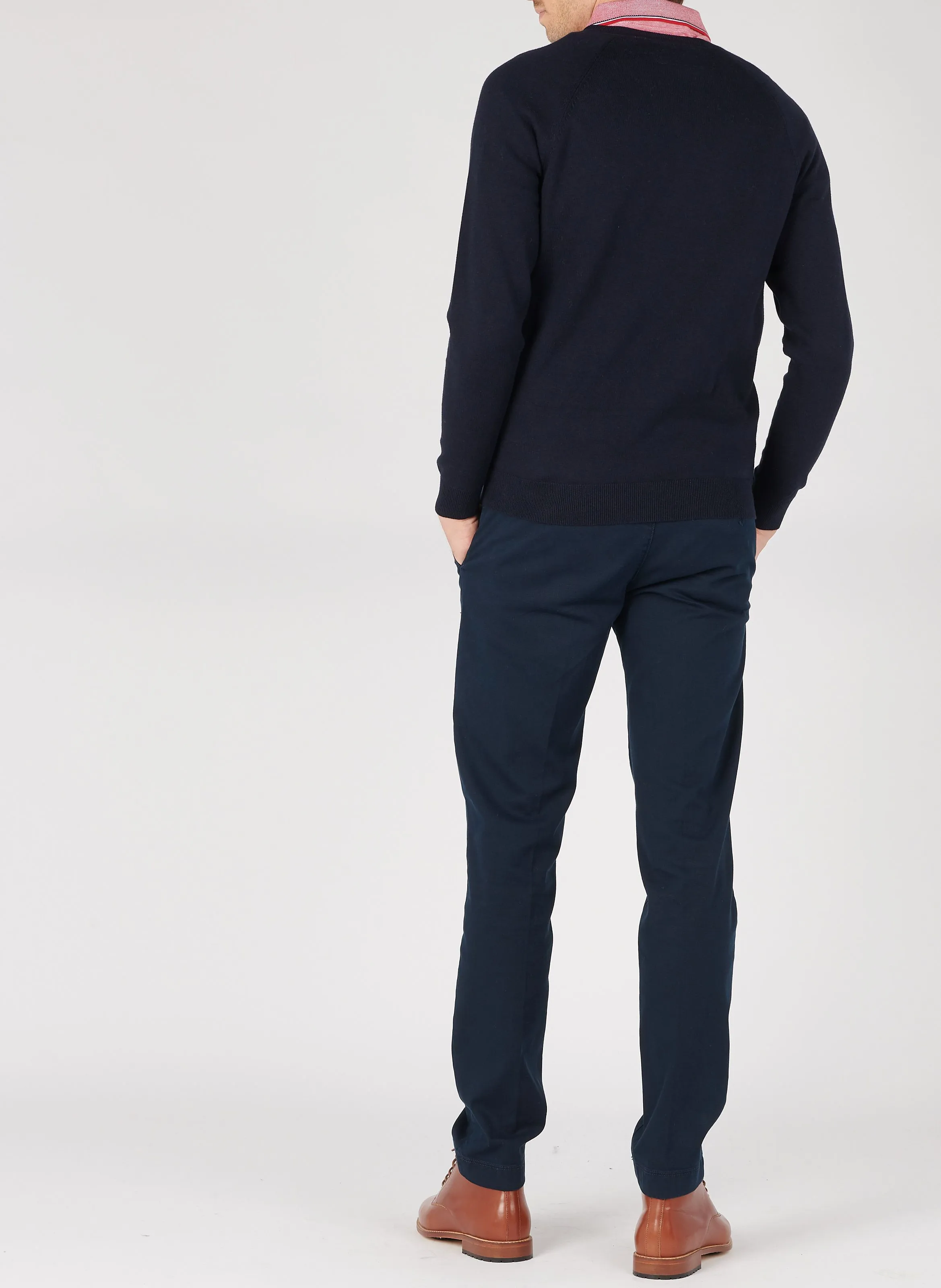 Pantalón chino slim fit de mezcla de algodón en azul