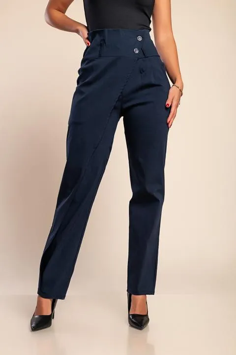 Pantalón elegante con volante, azul oscuro