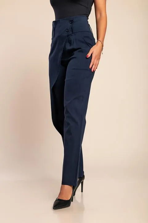 Pantalón elegante con volante, azul oscuro