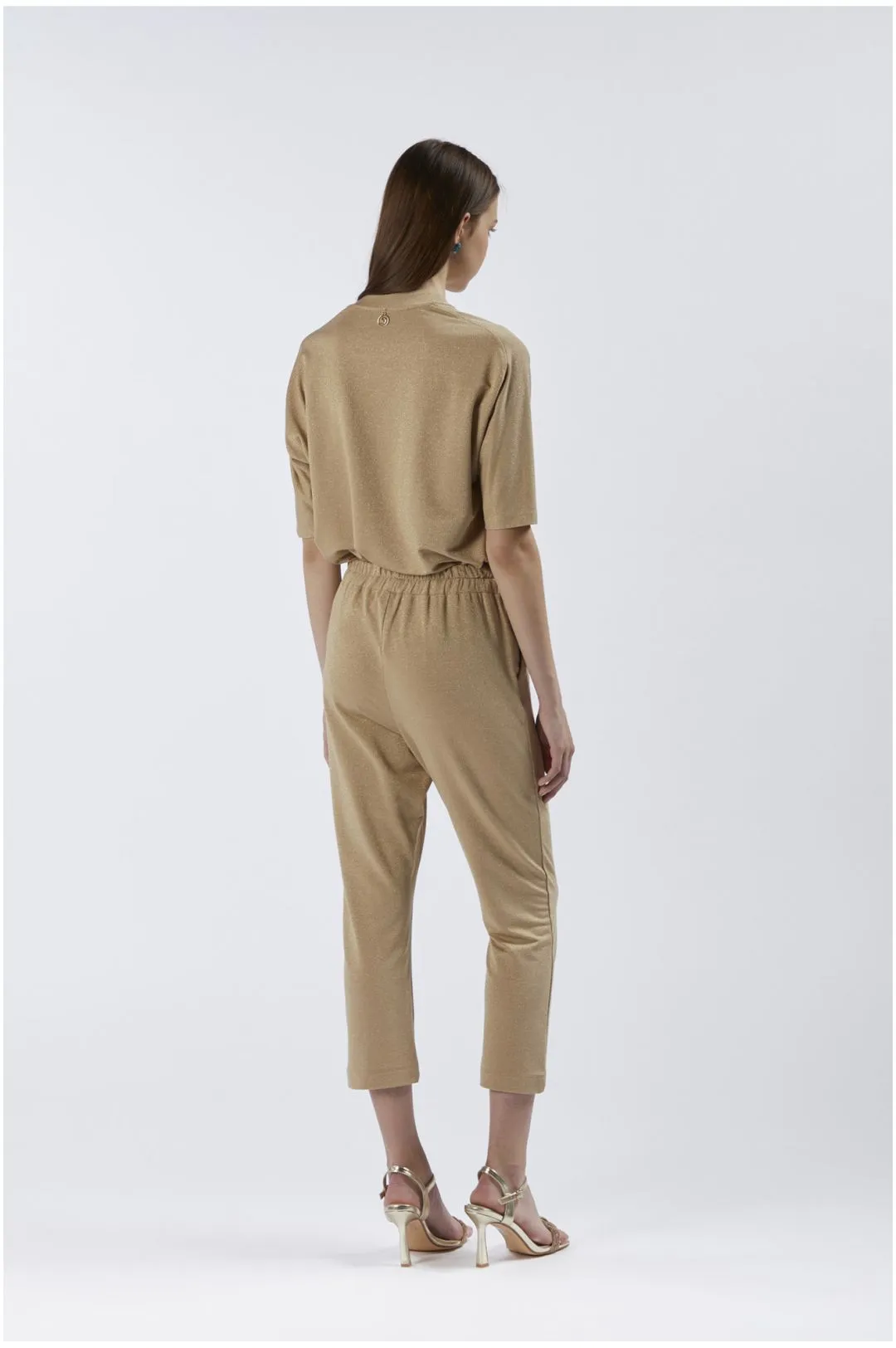 pantalón jogger de tejido lúrex light gold