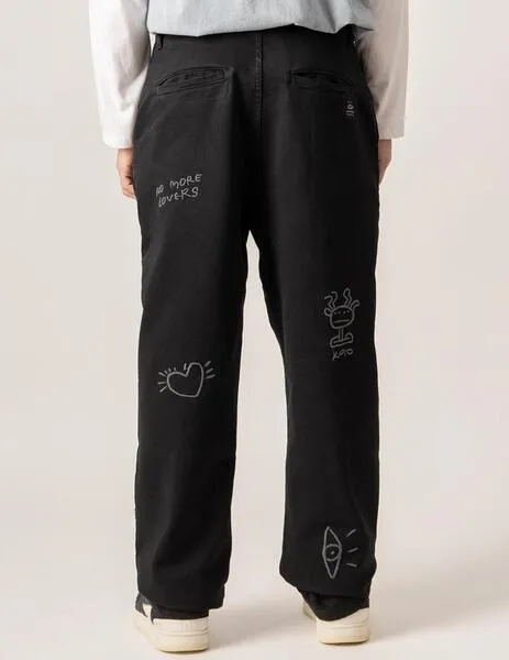 Pantalón KAOTIKO RELAXED URBAN EMBROIDERED - Black