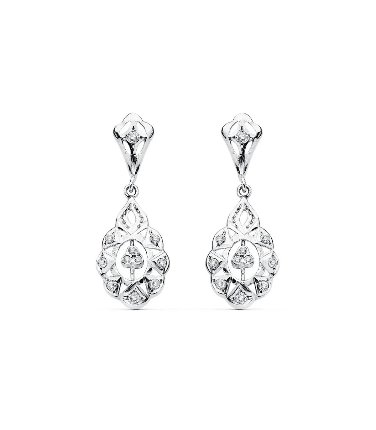 Pendientes Alhambra Oro blanco 18k Lapidados