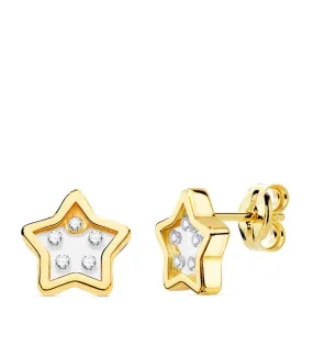 Pendientes Gravity Oro Amarillo 18K Estrella