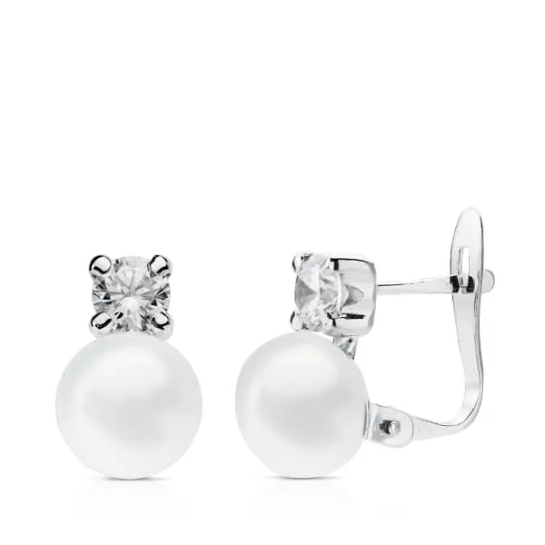 Pendientes oro blanco perla tu y yo