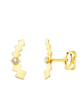 Pendientes Trepadores Petit Rombos Oro 18K