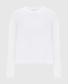 Peserico White wool and cashmere sweater with sequins