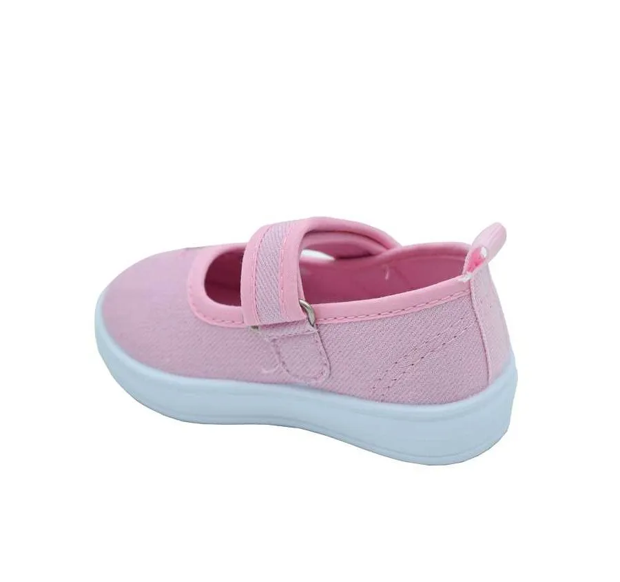 PLAYERA NIÑA MERCEDES KFY21902 VELCRO ROSA ZAPATILLA BARATA BORDADO FLORES