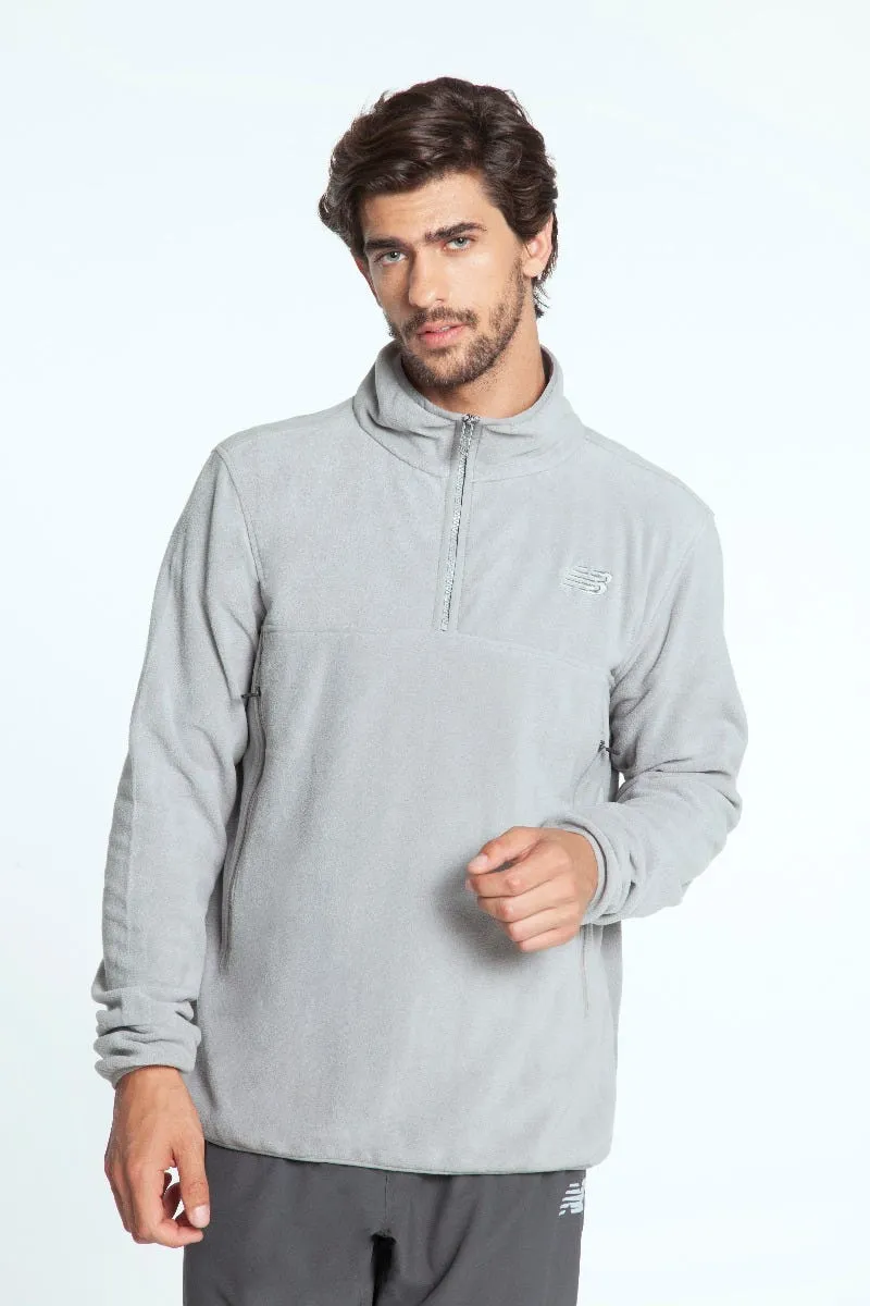 Polerón Polar Outdoor Hombre New Balance Quarter Zip Gris