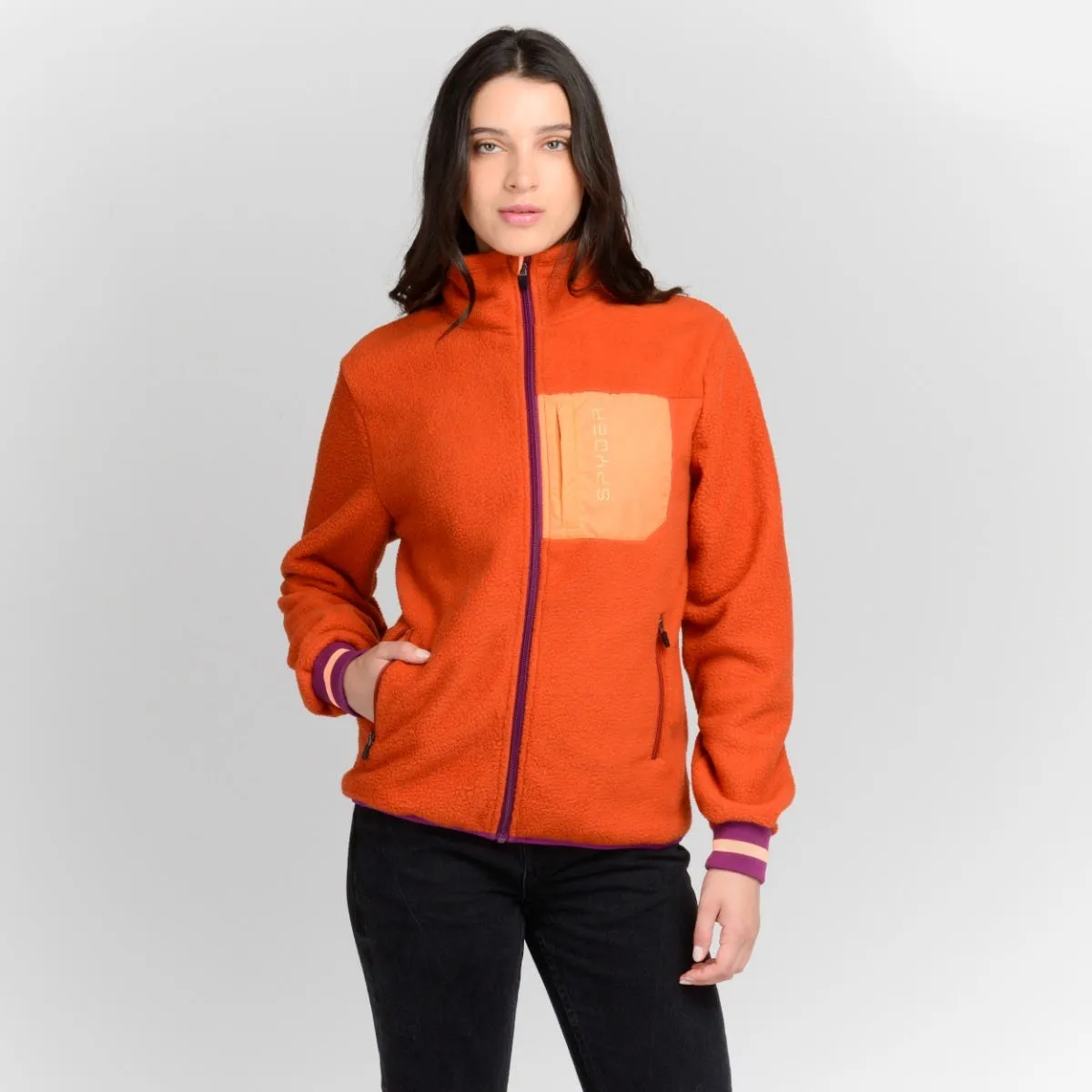 Polerón Polar Outdoor Mujer Spyder Full Zip Fleece Café