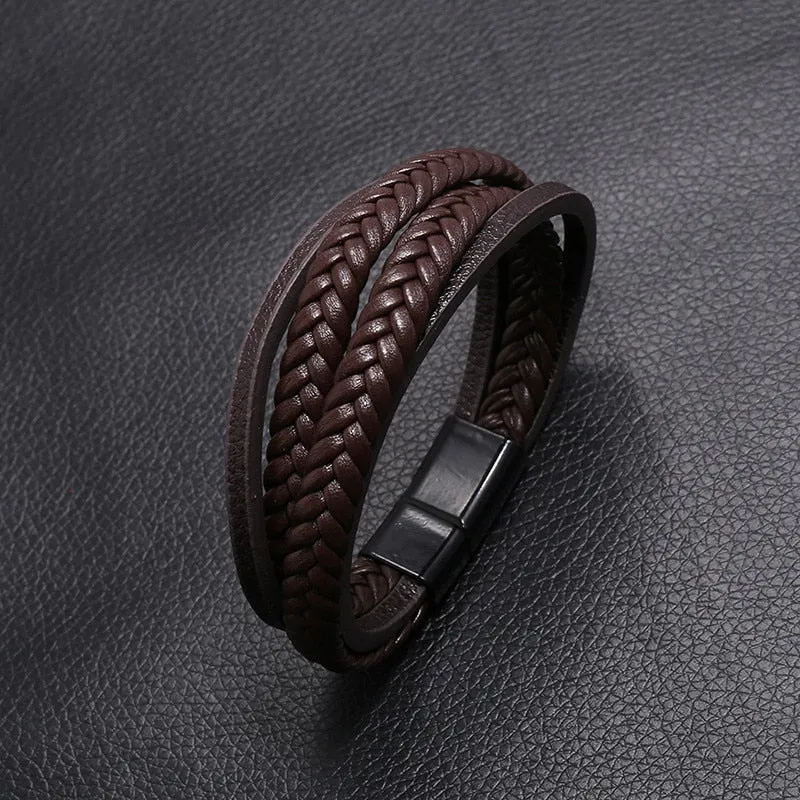 Pulsera Clásica De Cuero Genuino Para Hombre