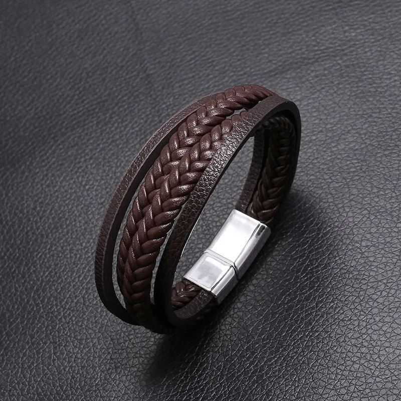 Pulsera Clásica De Cuero Genuino Para Hombre