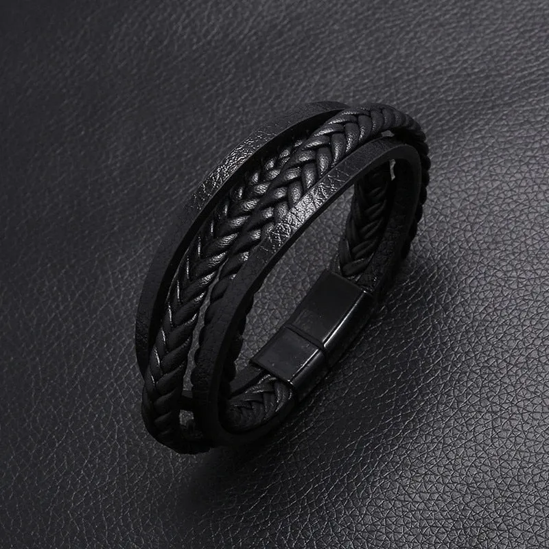 Pulsera Clásica De Cuero Genuino Para Hombre