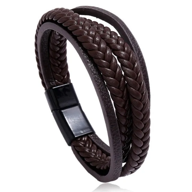 Pulsera Clásica De Cuero Genuino Para Hombre