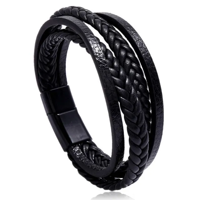 Pulsera Clásica De Cuero Genuino Para Hombre