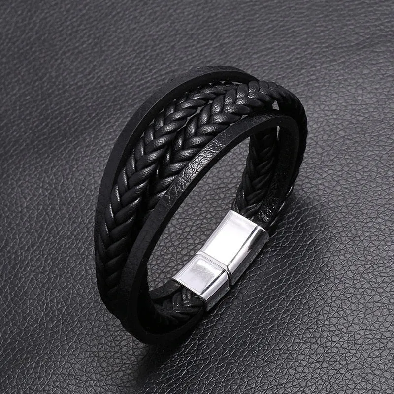 Pulsera Clásica De Cuero Genuino Para Hombre