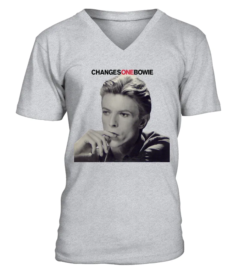 RK70S-675-GR. David Bowie - Changesonebowie Camiseta cuello en V Unisex