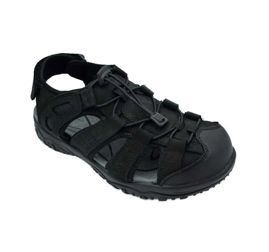 SANDALIA PIEL VICMART TIRAS CON VELCRO Y ELÁSTICO MUY CÓMODA ZAPATO PARA HOMBRE PIEL NEGRO PLANTA PIEL 26242