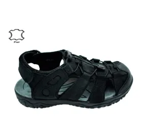 SANDALIA PIEL VICMART TIRAS CON VELCRO Y ELÁSTICO MUY CÓMODA ZAPATO PARA HOMBRE PIEL NEGRO PLANTA PIEL 26242