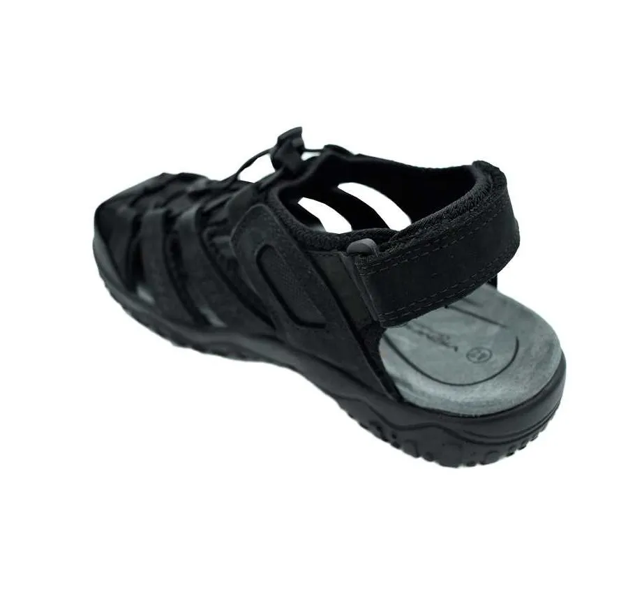 SANDALIA PIEL VICMART TIRAS CON VELCRO Y ELÁSTICO MUY CÓMODA ZAPATO PARA HOMBRE PIEL NEGRO PLANTA PIEL 26242