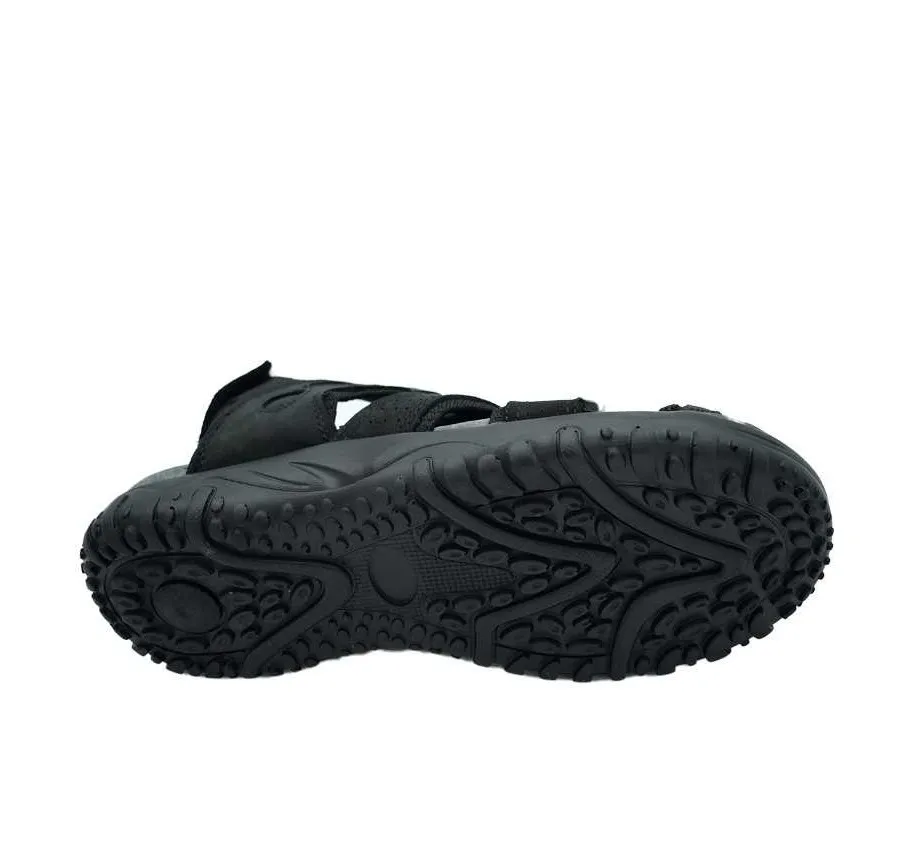 SANDALIA PIEL VICMART TIRAS CON VELCRO Y ELÁSTICO MUY CÓMODA ZAPATO PARA HOMBRE PIEL NEGRO PLANTA PIEL 26242