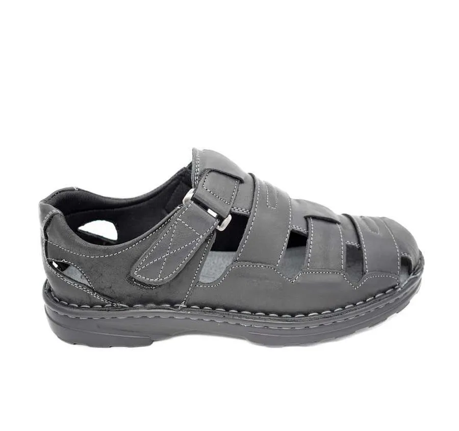 SANDALIA VICMART 961-5 TIRAS CON VELCRO CÓMODA Y FRESCA ZAPATO DE HOMBRE PIEL NEGRO 23913