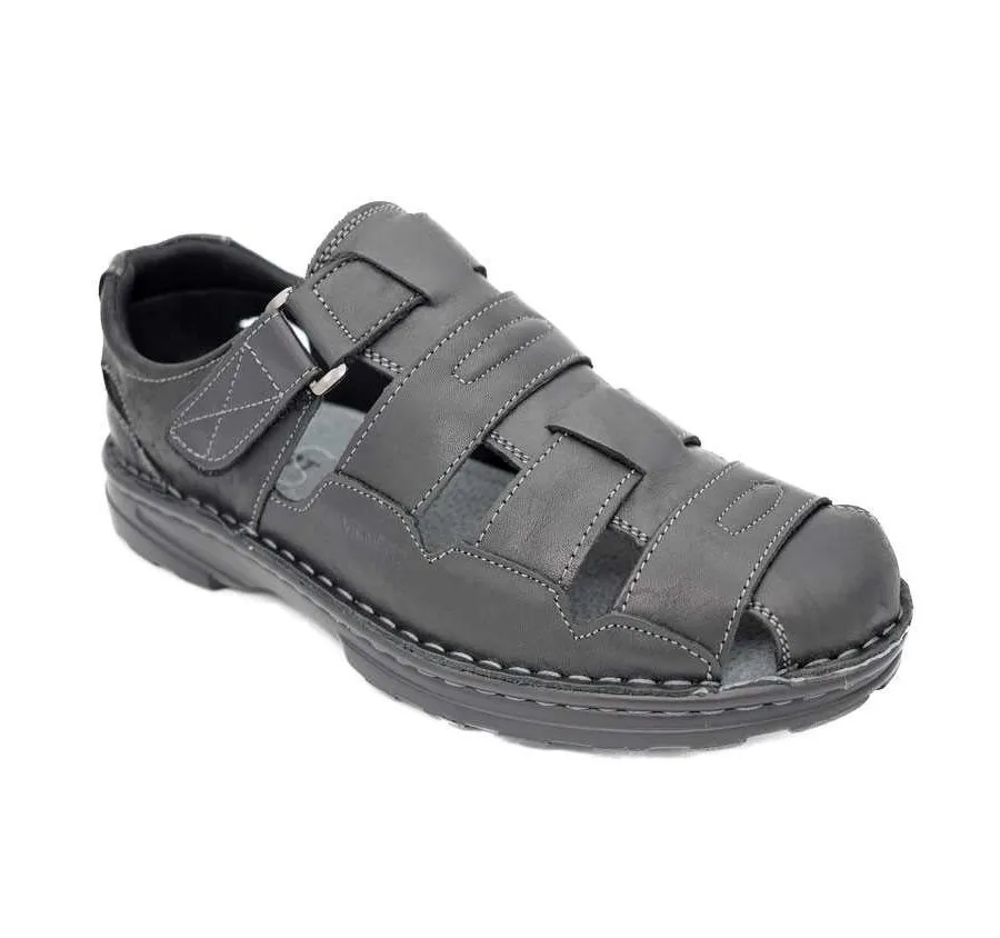 SANDALIA VICMART 961-5 TIRAS CON VELCRO CÓMODA Y FRESCA ZAPATO DE HOMBRE PIEL NEGRO 23913